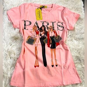 Fashion Tshirt pink rhinestone and sparkle Design pink